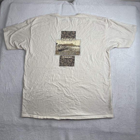 Anvil Other - Y2K Anvil Dukes Canoe Clube Waikiki Beige SS Graphic Shirt Distressed Men's 2XL